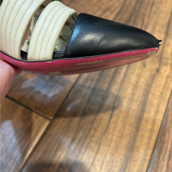 Authentic Gucci GG rare sling back black floral heel size 39 - Picture 9 of 16